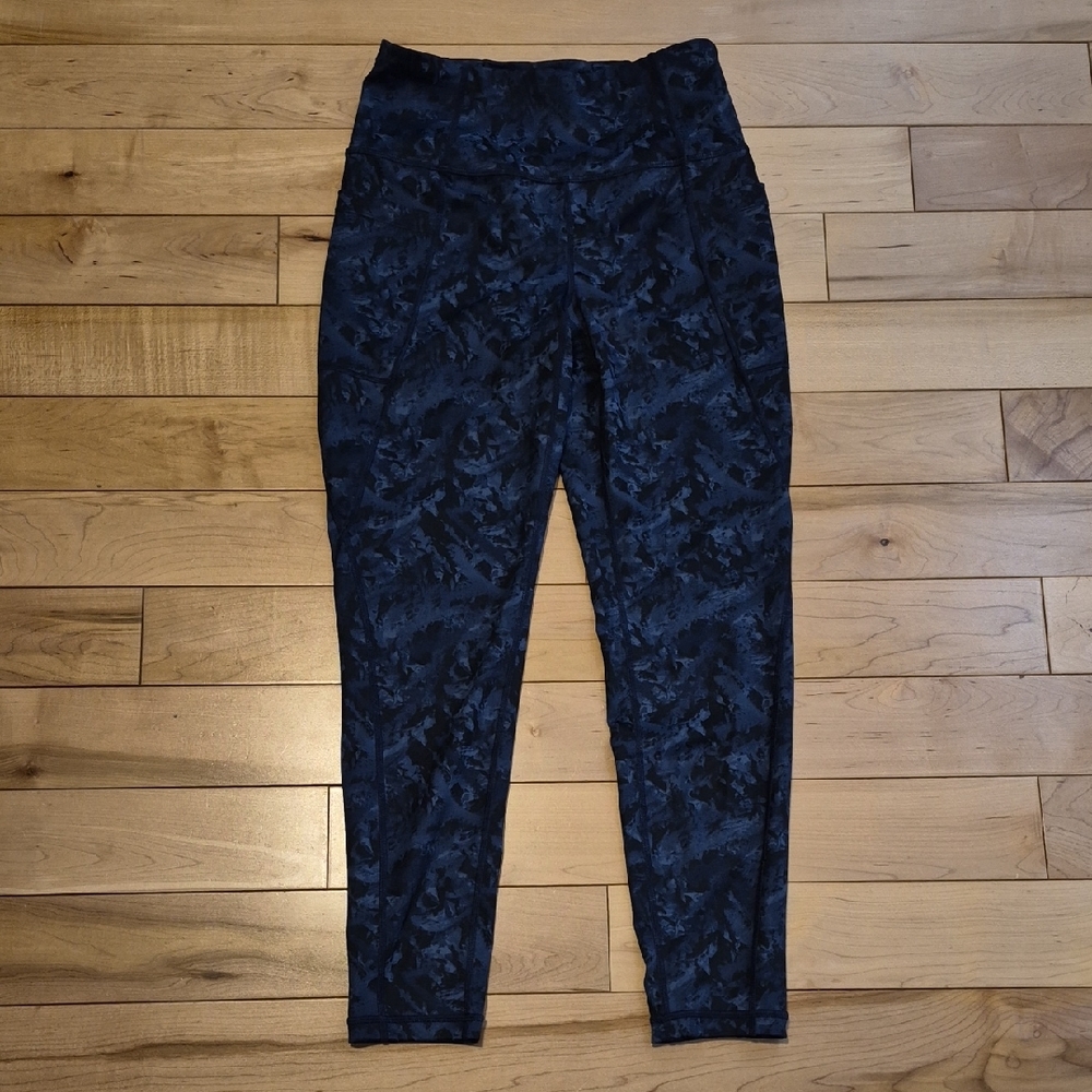 Lole Women's Size Small Blue/Black Camouflage Leggings